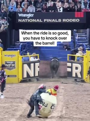 @Trevor Reiste with another great ride!! #NFR #nfr #bullriding #rodeoclown #vegas #round9 #prca #cinch #rodeo #barrelman #barrel #coors 