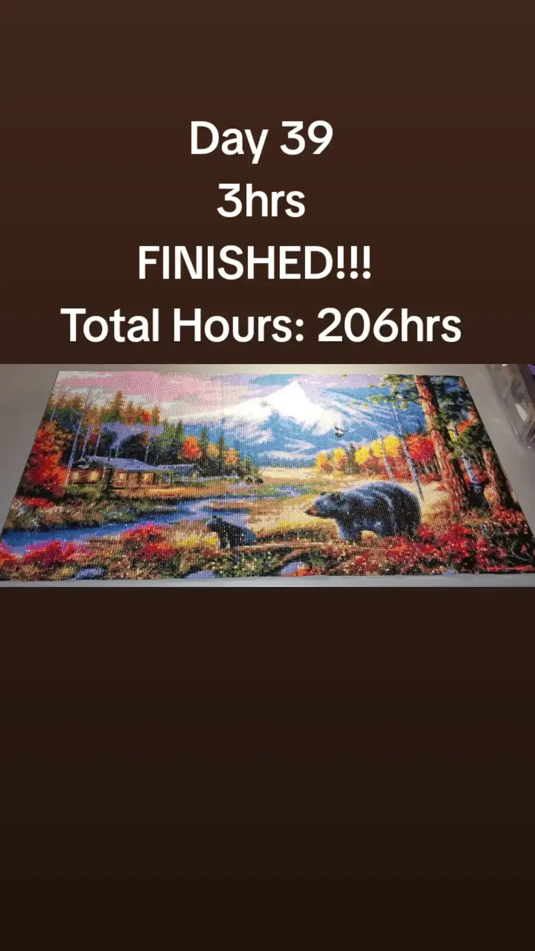 Day 39 3hrs FINISHED!!!  Total Hours: 206hrs #diamondpaintingpro #diamondpaintingaddict #diamondpaintingart #smallbusinessbigdreams #smallbiz #smallbusinessbigheart