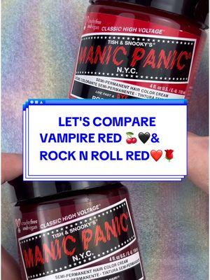 Whether you’re diving into deep red vibes or craving that bold rock ‘n’ roll energy, our reds have got you covered! 🔥 If you haven’t met these two iconic shades yet, allow us to reintroduce them:  💋 VAMPIRE RED is a rich, deep red that gives dark-haired beauties that perfect Cherry Cola look with no bleach needed. ROCK ‘N’ ROLL RED is a bold, fiery red designed for bleached blonde hair that will turn heads everywhere.  🚨 Ready to go red? 🔥 Take a trip to your nearest Sally's and pick up your favorite Manic Panic's Semi Permanent Hair Colors Now #cherrycolahair #infraredhairstraightener #manicpanicnyc  #redhair #hairdyetuturial #balayage #hairspray #heatless #ponytail #cherrycolahair #cherrycolazz #vampirered #dovecameronhair #metallicred #heatless #ponytail #hairdyetransformation #veganhaircare #manicpanic #hairfyp @Sally Beauty 