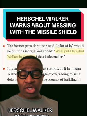 Herschel Walker sends a stern warning about the consequences of messing with the Missile Shield that Trump said he’d put Herschel in charge of. #fyp #comedy #herschelwalker #donaldtrump #trump 