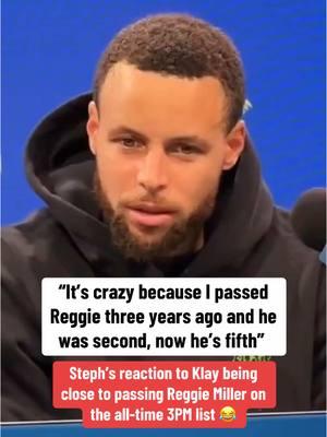 Steph was confused when he found out Reggie Miller is now fifth on the all-time 3PM list 😅 (via @95.7 The Game) #NBA #basketball #stephcurry #nbabasketball