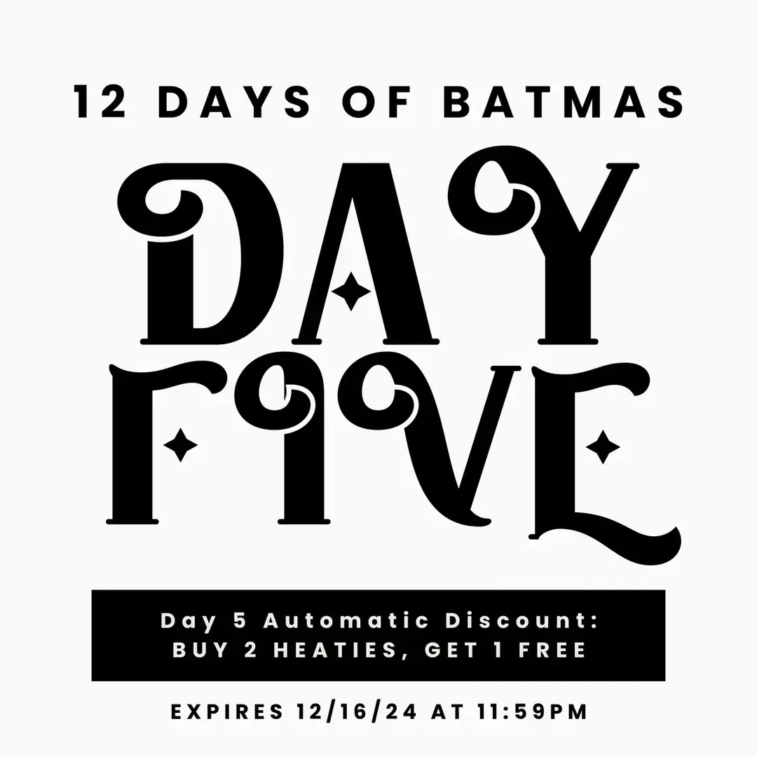 Day 5 of Batmas is turning up the heat with a triple treat! 🦇🔥 Today only (12/16/24), choose your own adventure and save: • $20 OFF our OG Batpack Preorder 🖤🎒 • Buy 2, Get 1 FREE on Heaties Preorder 🕯️✨ • Buy 4, Get 2 FREE on Heaties Preorder 🔥🖤 All deals vanish at 11:59PM (AZ time), so don’t miss out on these hauntingly good savings! Grab your goodies now at @darkmotherco #batmas #gothmas #altchristmasshopping #fyppp #womenownedsmallbusiness #halloweenheaties #batpack #spookyxmas #hallowmas #gothmas 