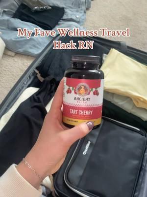 I refuse to let traveling during the holidays disrupt my healthy habits. I love taking @Ancient Bliss tart cherry with me on the go so I can still get deep and restful sleep without buying all the ingredients to make a sleep girl mocktail. Discount in my bio!! Or with my code. My fave wellness travel hack!🍒 #sleepygirlmocktail #tartcherryjuice #tartcherry #ancientbliss #bettersleep #bettersleephack #healthyhabits #travel #travelhacks #wellness #wellnessgirl #wellnessgirlies 