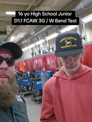 High School Junior / FCAW / 3G D1.1 #welder #welding #fyp #highschool #teacher #fcaw #skilledtrades #bluecollar @Huntershumaker42 