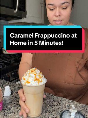 A low sugar caramel frappuccino that takes 5 minutes to make!  . . . #frappuccino #frappe #starbucksathome #coffee #coffeetime #goodmorning #breakfast #coffeetiktok 