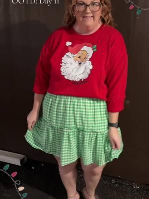 Christmas OOTD: Day 11 Im in love with this one! Its going to be almost 80 today so keeping this cuteeeee gingham skirt in use! #OOTD #plussizeootd #fitcheck #plussizefitcheck #curvy #curvyfashion #whatiwore #whatiworetoday #whatiworetowork #whatiworetotheoffice #officeootd #christmasootd #festive #outfitinspo 