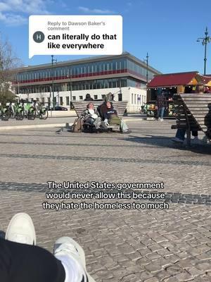 Replying to @Dawson Baker not really. Every public benches in the u.s are designed to keep the homeless off of it so you can’t really relax. This is way different #lisbon #portugal #thirdspace #international #travel #europe #loitering #sitting #socializing #antihomeless 