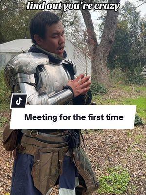 @The Homeless Knight didn’t know what he was signing up for when he agreed to become friends 😂 #renaissancetiktok #cosplaytiktok #dndcharacters #medievaltiktok #meetinginpersonforthefirsttime #funny #Fen #bardbarian #fyp 