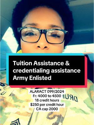 Tuition assistance and credentialing assistance for enlisted soldiers #Army #Soldiers #ArmyTikTok #tuitionassistance