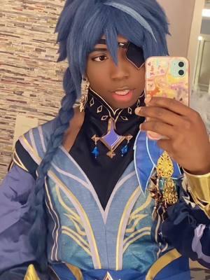 ERMMMMMM GUYS I feel extremely handsome in this 😆💙 #cosplay #GenshinImpact #kaeya #kaeyacosplay #animeweekendatlanta 