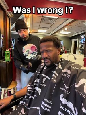 Was I out of pocket for saying mid, or is this barber taking it too seriously? 💀 #barbertalk #seriousquestion #wasiwrong #hehitme #slapped #barber 