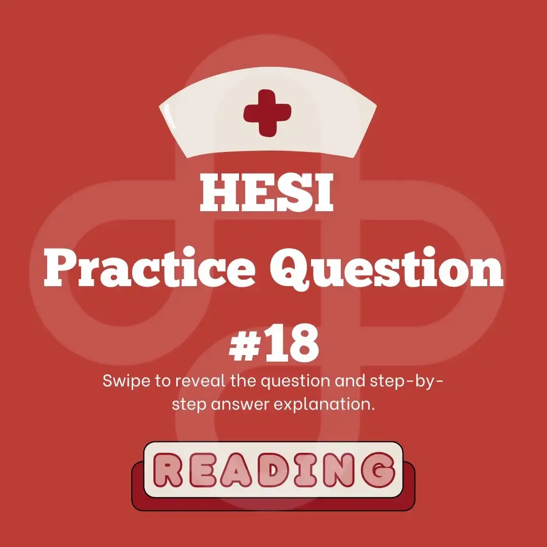 📚💡 Crush the HESI A2 Exam with Confidence! 💡📚 Thinking about nursing school? The HESI A2 is your first step toward achieving that dream 🩺✨. Don’t let test anxiety hold you back—we’re here to help! Swipe through this slideshow for a HESI A2 practice question complete with an in-depth answer explanation. This is just a sneak peek of the FREE resources we’ve got waiting for you. 🌟 👉 Why practice HESI A2 questions? ✅ Build your confidence ✅ Strengthen your knowledge in key subjects ✅ Understand how to approach tricky questions ✅ Boost your chances of scoring high and standing out 💻 We’ve made it EASY for you! Click the link in our bio for: 📖 Free practice tests 🎥 Video reviews ✍️ Step-by-step explanations And so much more! You’ve got the dream, we’ve got the tools to help you get there! 🔑 Let’s ace this together! 🎯 ⚡ Tag a future nurse who needs this! 💬 Drop a 💪 in the comments if you’re ready to conquer the HESI A2! #hesia2 #hesia2exam #hesia2help #hesia2test #prenursing #prenursingstudent #prenursingmajor 