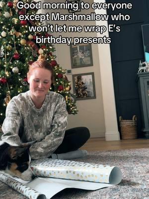 Volume on, enjoy the commentary. S is home sick today so I am wrapping E’s birthday gifts. Excuse the look, I am not leaving the house today 😆 Marshie Moo was not gonna let me do this. She did fine with Christmas wrapping but today she decided to choose violence instead. #morningswithmomo #corgisoftiktok #pembrokewelshcorgi #welshcorgi #welshcorgipembroke #corgipuppy #marshmallow 