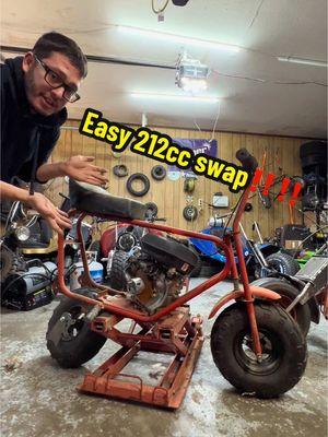 Replying to @Just a Lineman🐶🏈 You can literally throw the engine in without any issues depending on the frame size🫢 #minibike #predator212 #minimotors #vintage  #vintagevibes #easy #motorswap 