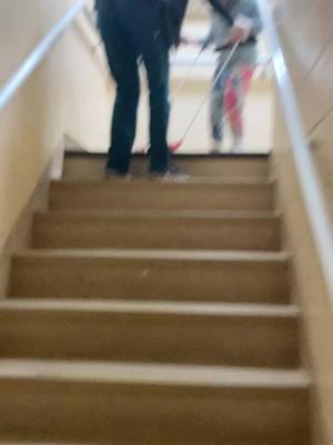 Part 3 Walking down stairs. Her #CVI makes walking down the stairs dangerous. Using her #BeltCane #PediatricBeltCane she now knows exactly where the drop off is. #Blind #cerebralvisualimparment #corticalvisualimpairment #SOD #Donation