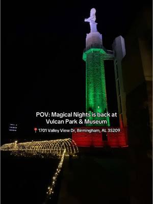 #NowPartner ✨ MAGICAL NIGHTS: The eye-catching holiday light show hosted at @visitvulcan is back to help spread Christmas cheer throughout Birmingham. Here’s what to expect. 👇 This nightly, festive celebration is filled with twinkling lights ⭐️, holiday illuminations 🎁 + a special visit with Santa Claus! 🎅 📅 Open Now - December 31, 2024 | 7 days/week ⏰ Daily | 4-8PM 📍@visitvulcan | 1701 Valley View Dr 35209 🎟️ Adult: $10 | Senior: $8 | Child (5-12): $7 📸 You can take pictures with Santa on these nights: ⭐️ December 13-14, 19-23 📲 Head to the link in our bio to join the festive celebration of Magical Nights @visitvulcan! Tag a friend you want to experience this with! 👇 #birminghamalabama #holidaylights #lightshow #vulcan #bhamnow 