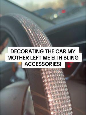 I am still decorating the car my mother left me and I found these bling accessories from @CAR PASS I love it all! #caraccessories #carbling #steeringwheelcover #coasters #seatbeltcover #carpass #automotive 