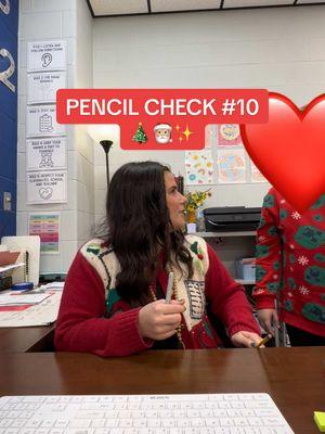 Happy Monday! Happy pencil check day!!! 🎄✨✏️ last pencil check before break :) we were on the STRUGGLE bus today— but I can’t blame them 😂🥴 #pencilchecks #mrsmiller #teachertok #teachersoftiktok #4thgradeteacher #elementaryteacher #teaching #pencilcheck 