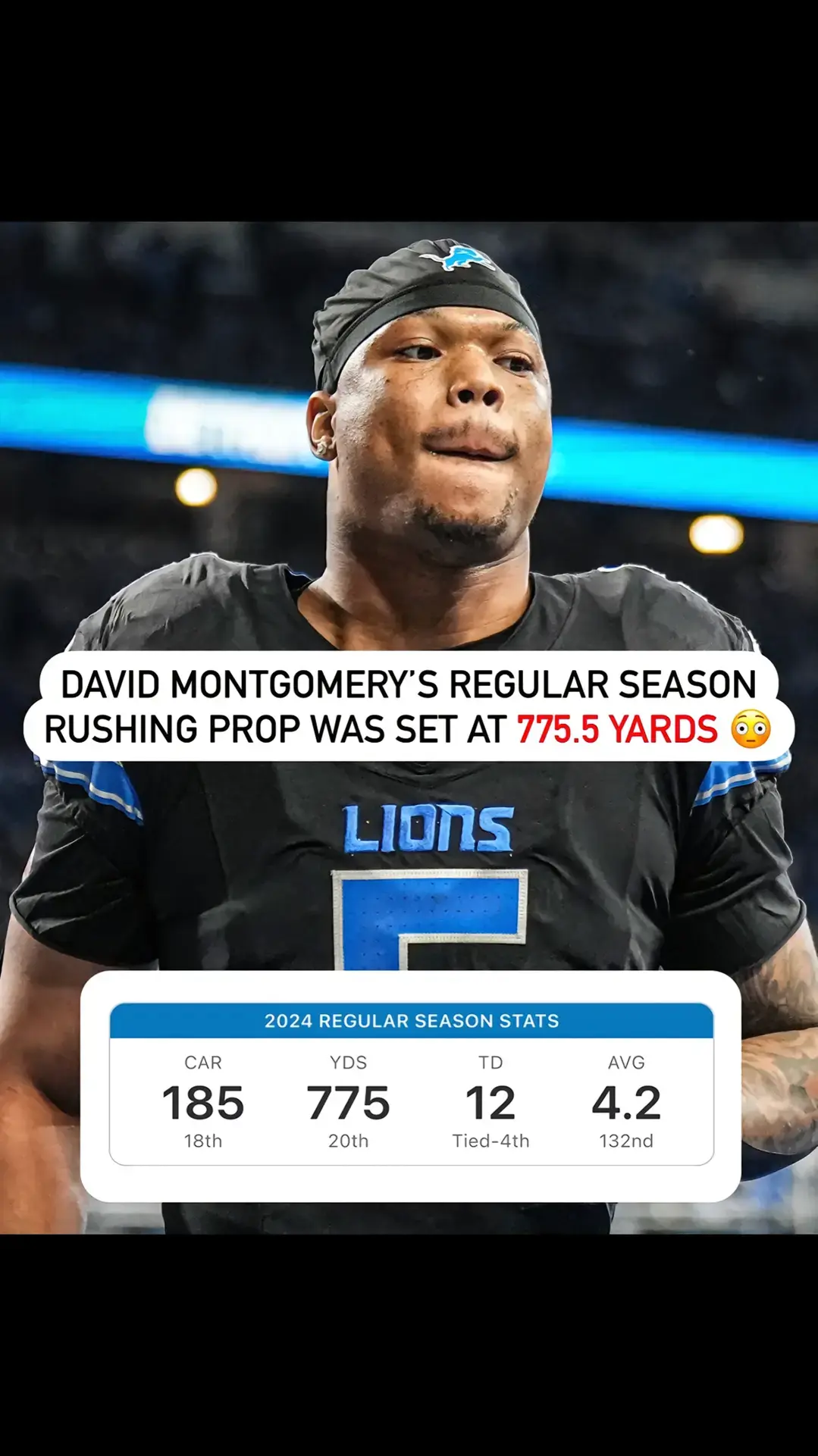 David Montgomery finishes the season under his rushing yards total by half a yard. Dan Campbell confirmed on Monday that Montgomery will undergo season-ending knee surgery. #parlay #sportsbetting #nfl #football #lions 