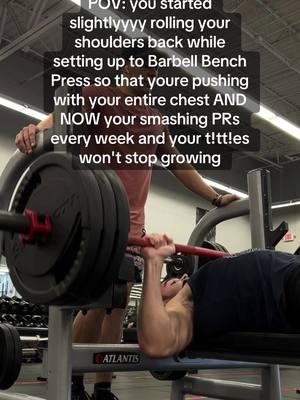 8 years in the gym and not only is barbell benching still my favorite exercise ever, but MAN do i wish i knew this tip when i started!!  I spent way too much time either benching with a flat back or zero leg drive, and it took until my college trainer to teach me this and i no joke upped my PR by 50 pounds in 2 weeks🤣  Its a slight roll back of the shoulders so you feel your traps pushing into the bench, and your whole chest gets WIDEEEEE open (pause)  Trust me, give this a try the next time you see your gym crush and you’ll see that PR 📈📈📈  #fitnesstips #gymmotivation #workouttips #benching #chestexercise #chestworkout 