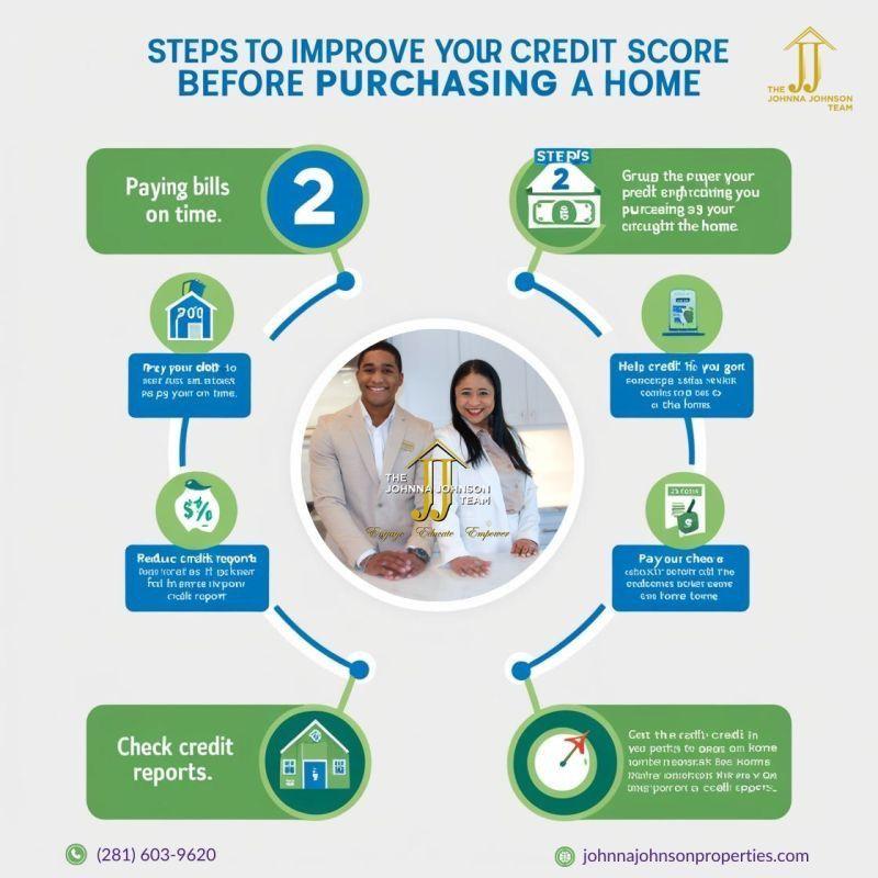 Your credit score plays a HUGE role in getting the best mortgage rates. Here are 5 easy steps to improve it before you buy your dream home: 1️⃣ Pay Bills On Time 📅 Payment history is 35% of your score! Set reminders or automate payments to never miss a due date. 2️⃣ Lower Your Credit Utilization 📉 Aim to keep your credit card balances below 30% of your limit. Paying off debt can give your score a quick boost. 3️⃣ Don’t Open New Credit Accounts 🚫 Each new inquiry can lower your score slightly. Focus on maintaining existing accounts. 4️⃣ Check Your Credit Report 🔍 Mistakes happen! Request a free credit report at AnnualCreditReport.com and dispute any errors. 5️⃣ Stay Consistent 💪 Building good credit takes time. Keep your accounts in good standing, and you’ll see improvements! 📌 Pro Tip: Start working on your credit at least 6 months before applying for a mortgage. Small changes = BIG results! Tag someone who’s planning to buy a home soon! 🏠💖 The Best to Do It 👇 Johnna Johnson Team Johnna Johnson, Realtor®️ (281) 603-9620 Johnna@johnnajohnsonproperties.com Kenneth Boyd, Realtor®️ (281) 621-3910 Kenneth@johnnajohnsonproperties.com Adriana Portillo, Realtor®️ (361) 420-7816 Adriana@johnnajohnsonproperties.com #123sold #DealsNoHeels #ExpectMore #luxuryrealestate #luxuryhomes #firsttimehomebuyer #johnnajohnsonteam #besttodoit #goat #Platiumn #LuxuryAgent #truthnolies #TopListingAgent #HoustonRealtor #FresnoRealtor #MissouriCityRealtor #PearlandRealtor #ManvelRealtor #RosharonRealtor #DowntownHoustonRealtor #itisthescience #realtor #realtorlife #topproducer #redwhiteblue #johnnajohnson