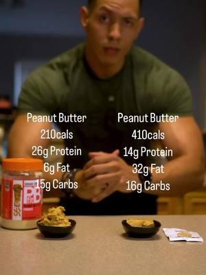 I’ll get To in ingredients in a sec but Here’s the issue!! Actually.. There is none!! These videos are only meant to provide some information so you know your options..  Go LOWER in Cals with more volume if the goal requires it.. Or go HIGHER in Cals with less volume.. But lets Be Real, Peanut Butter is thought to be a good source protein when it really doesn’t have that much and can easily put people who are trying to lose weight in a surplus if they aren’t aware.. Also I’m Cutting.. so of course I’m choosing the lower cal option 💪🏾 While 60g of Regular Peanut Butter is 400cals.. Mine is about 200cals.. So here’s how I make mine: - PB2 48g - Greek Yogurt 25g - Bit of Honey/Sugarfree Syrup  - Water To Desired THICCness  Do with that information with what you will. #protein #mealprep #healthyfood #flexibledieting #diet #weightloss #bulking 