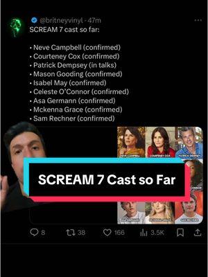 What do you think of the cast so far? #screamfranchise #scream7 #nevecampbell #courteneycox #patrickdempsey #masongooding #ghostface #horror #fyp 