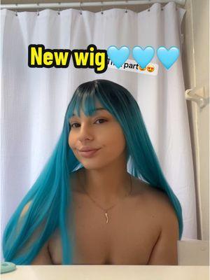 I loveee this new wig😍🩵🩵🩵  #wig #wigtok #bluewig #animehair #animewig #wigwithbangs #wiginstall #wigstyling #wigtutorial #bluehair #sale #fyp 