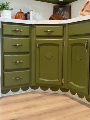 Replying to @Rhonda L Mulholland The most beautiful and most exhausting project of my entire life 🫠 I believe these cabinets are original to the 1940’s when our home was built, along with the hardware! I didn’t add anything to them except for paint 🤭 I did 3 coats of @BEHR Paint in the color Garnish, after sanding and priming with Kilz primer. Let me know if you have any other questions about this process!! ✨ #kitchencabinets #kitchencabinet #kitchenrenovation #kitchenreno #kitchenremodel #kitchendecor #kitchendesignideas #colorfulhome #painttok #paintwithme #paintingtutorial #paintingchallenge  #paintingprocess #stepbysteptutorial #stepbystep #paintingtips #maximalistinteriors #midcenturymodernhome 