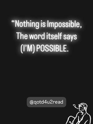 “Nothing is Impossible, The word itself says (I’M)POSSIBLE.” - Audrey Hepburn x @qotd4u2read x @garethsmithofficial  #qotd #qotd4u2read #qotdseries #dailyquotes #dailyquotesforyou #dailyquoteswithme #quotes #quoteoftheday #quotesaesthetic #quotess #quotesthathitdifferent #quotevideos #quotesdaily #created #by #garethsmith #quoteit