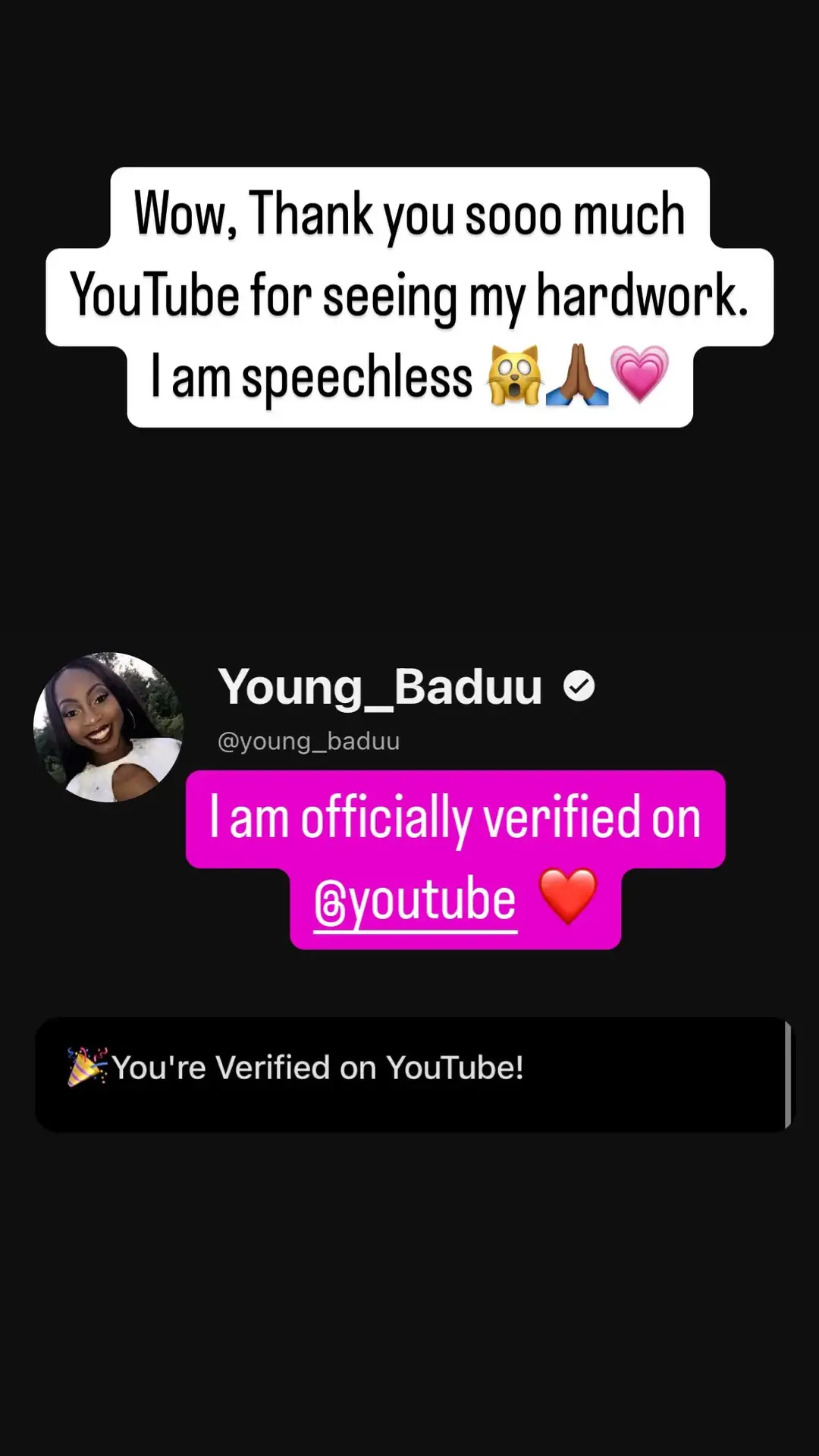 I AM OFFICIALLY VERIFIED ON @youtube ❗️| THANK YOU GUYS FOR SUPPORTING ME ! ❤️🙏🏾✅ | THIS IS ONLY THE BEGINNING 🫶🏾🏆🙌🏾 #fyp #trending #dance #youngbaduu #young_baduu #dancetrend #youtube #youtubecreators #youtubeverification 