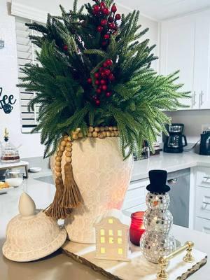 Ginger Jar Pine branches centerpieces  Idea!  Comment  LOVE THIS to get the details to this Christmas centerpiece idea sent to your inbox!  Comment SHOP below to receive a DM with the link to shop this post on my LTK ⬇ https://liketk.it/4WyRa  You need to be following me @winsometaylorlifestyle to get the links I send you!  Follow for more seasonal, home, home decor, decor, kitchen, beauty, fashion, winter,  valentines, spring, Easter, summer, fall!  Have an amazing day. xo💋  #christmasdecor #christmascenterpiece #christmas  #tistheseason #seasonsgreetings #itsthemostwonderfultimeoftheyear #christmasdecor #christmastime #christmaslights #christmasmood #christmaskitchen #christmashome #1111 #gingerjar #kitchenisland #cornerofmyhome #tiktokviral 