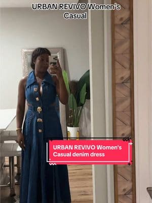 URBAN REVIVO Women's Casual denim dress #denimdress #OOTD #fashion #tiktokshopfinds #urbanrevivo 