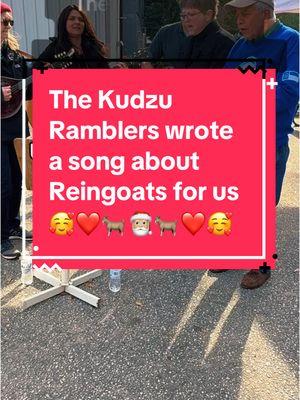 We absolutely ADORE The Kudzu Ramblers!! They wrote a song about Reingoats and had a sing-a-long at our event 🥹🫶🏻🐐🎅🏼🐐🫶🏻 #kudzu #kudzuramblers #santa #reingoat #christmas #sanctuary #cute #followus #fyp #raleigh #goats 