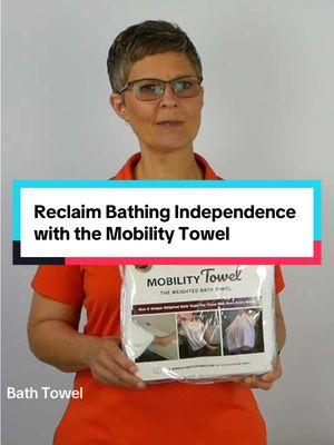 Say goodbye to bath time struggles with the Mobility Towel! 🙌  This innovative towel features 3 large handles in the middle of the towel and gentle weights sewn into the hem, making it easier for anyone with limited mobility or flexibility to dry themselves thoroughly.  #mobility #accessibility #assistivedevices #bathing #adl #independence #dignity