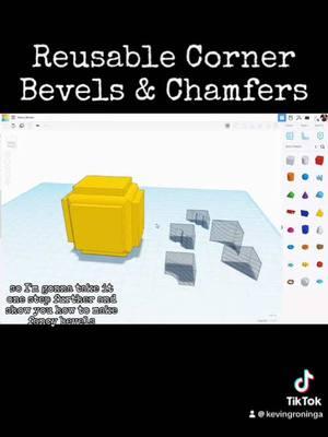 TinkerCAD Tips!  Reusable Corner Bevels and Chamfers. #tinkercad #tinkercaddesign #tinkercadtips #tinkercadtip #3dprint #3dprinter #3dprinting #3dprintok #printok3d #printok #fyp #fypage #foryoupage 