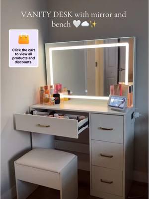 Definitivamente mi mejor compra del 2024 ✨🤍🎀🩰💗 #vanity #vanitydesk #vanitymirror #ledmirror #tiktokshopholidayhaul 