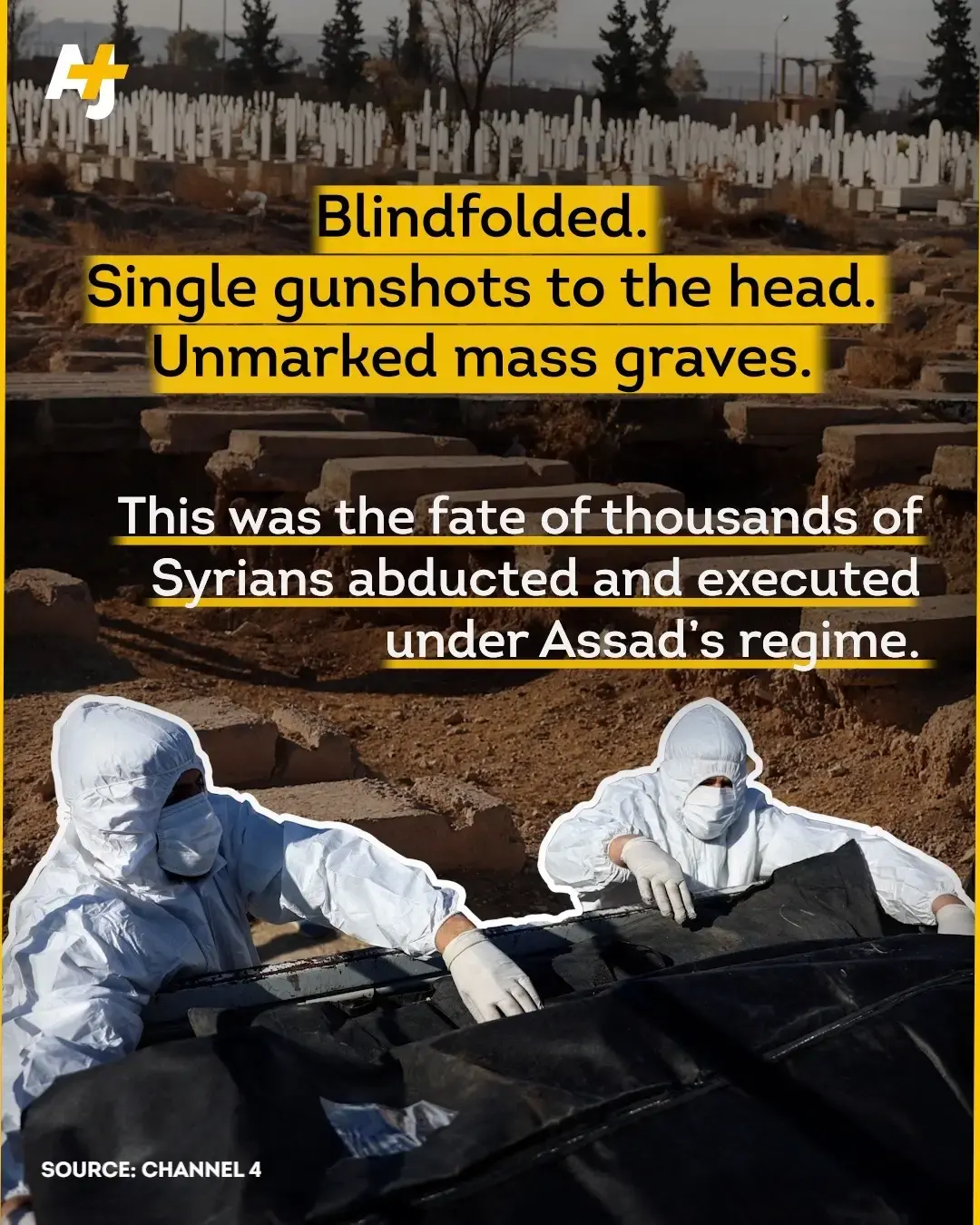 Syrians are finding mass graves containing the bodies of people abducted and executed under Bashar al-Assad's regime across the country in areas once controlled by Assad’s forces.⁣ ⁣ …⁣ Producer: Aina J. Khan⁣ ⁣ #Syria #AssadRegime #MassGraves #WarCrimes 