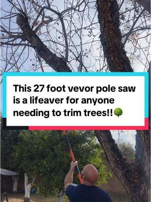 This 27 foot vevor pole saw is a lifeaver for anyone needing to trim trees!!🌳 #vevor #treetrimmimg #polesaw #treetrimmer #tiktokshopholidaydeals #holidaydeals #spotlightfinds #mademyyear #holidayhaul #TikTokShopLastChance 