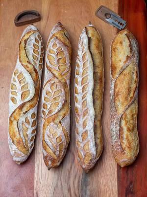 Sourdough demi baguettes, one of my fave bakes. 🥖🌾 #sourdoughtok #sourdough #baguette #breadtok 