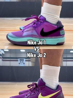 Nike Ja 1 VS Nike Ja 2 On Feet & In Hand Looks - Short Review . If you’ve played in the Ja 1 or the Ja 2, what are your thoughts on them and which do you prefer? Also, which one looks better, the Nike Ja 1 “Christmas” or the Nike Ja 2 “Purple Sky”? . @Nike . #jamorant #nikeja1 #nikeja2 #ja1 #ja2 #sneakers #sneakerhead #sneakerheads #basketball #basketballshoes #shoes #kotd #kicks #sneakrtweakr #nike #jordan #converse #adidas #fearofgod #yeezy #puma #newbalance #underarmour #curry #reebok #skechers #moolah #and1 #lining #wayofwade #361 #361sport #eqlz #seriousplayeronly #spo #anta #rigorer #peak #shorts #reels #fy #fyp #fypage #foryou #foryoupage