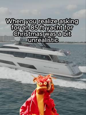 Note to self: Maybe the 85 ft yacht was a tad ambitious for the Christmas list 🤣🎄🚤 #yachts #luxurylife #yachtsforsale #boatsgonewild #boatsdaily #luxuryboats #yacht #offshorefishing #centerconsole #boating #luxury #superyachts #fyp