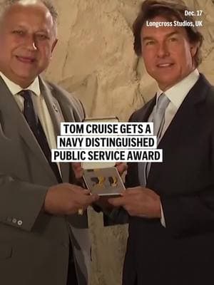 Tom Cruise accepted the U.S. Navy’s top civilian honor for his work on "Top Gun" and other films, saying "to lead is to serve." #tomcruise #topgun #navy