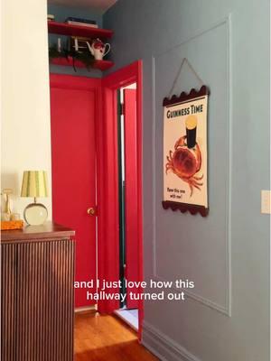 Listening to the voices in my head telling me to paint the town —er— hallway— red, this holiday season🍷🍒🧣🥀🍓 Now I’m just wondering if we should extend these bold paint colors further into the living room in 2025💭 🏷️ #diyhomedecor #diyrenovation #nycapartment #interiordecor #rentalapartment #smallcoolnyc #smallspaceliving #diyhomeprojects #diyhomedecor #scandihome #reddoor #benjaminmoore 