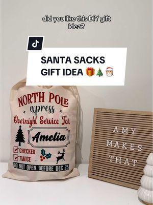 DIY Santa Sacks 🎅🏼  Make this holiday gift idea for your kids, nieces, nephews, and little ones 😊 #diychristmasgifts #diychristmasgift #santasacks #santasack #dtftransfers #giftsforkids #giftsforkids🎅🏻🎄 #giftsforchildren 