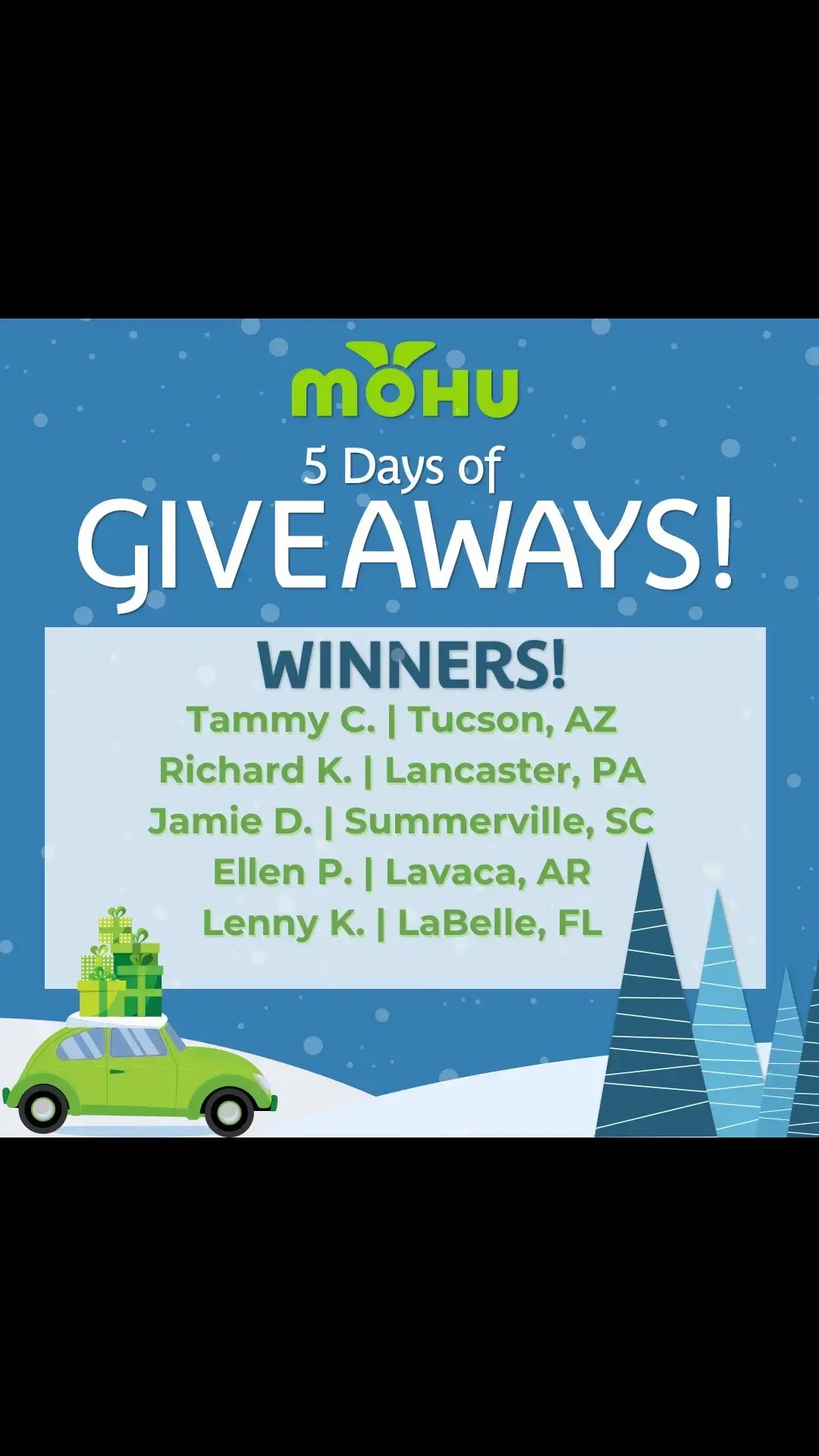 Congratulations to all our winners—your prizes are on the way. 🎁 Thank you to everyone who participated and helped make this giveaway a success. HAPPY HOLIDAYS! ❄   #5DaysOfGiveaways #winners #giveaway #congratulations #amplifiedTVantenna #swag #freeTV #TVantenna #LeafAntenna #LeafAmplified #cutcable #cutthecord #cordcutting #techgifts #indoorTVantenna #gomohu #happyholidays 