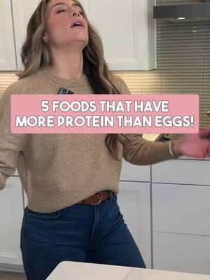 5 foods that have more protein than eggs!🥚 Are you a woman looking to lose weight without feeling deprived? Follow for more nutrition-related content! #nutrition #nutritiontips #nutritioncoach #nutritionfacts #weightloss #weightlosstips #countingmacros #protein #proteinfood #proteinrecipes #meal #mealprep #mealplan #highprotein #highproteinmeals #weightlifting #weightliftingwomen #calories #caloriecounting #caloriedeficit