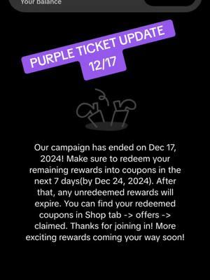 You guys share and get the word out, redeem your rewards ASAP. Stop sitting on that thing you want and press check out! Get you that Christmas present! #PurpleTicket #TikTokRewards #TikTokShop #PurpleTicketUpdate #ChristmasGifts #RewardYourself 