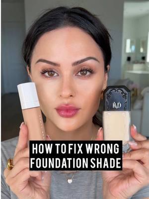 The wrong foundation shade😵‍💫 but make it useful! Dark foundation @Fenty Beauty Soft’Lit Shade 280 Concealer @Dominique Cosmetics Oat Milk Light foundation @KVD Vegan Beauty Light 008 Cream Bronzer #dominiquecosmetics Medium tan #foundationmakeup #makeuptips #makeuphacks #makeup #foundationhack #makeup