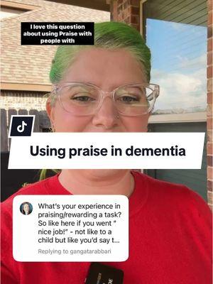 Is praise helpful to people with Alzheimer’s and other dementias? It depends. We want to look at: 1. Person: Their past experience with praise and any trauma around praise- too much, or lack of praise. 2. Purpose: Why are we praising? Do they need, like, or want it? 3. Role: What role do they see themselves in and you in. They may like praise from some people with certain roles, and not other. Again trauma can come up here to, especially in families. I hope this helps! I really like @drbeckyatgoodinside video on praise that you can find on YouTube, for kids and adults! #cna #cnalife #dementiaa #Alzheimer’s #alzheimerscaregiver #dementiaawareness #dementiacaregiver #montessori #montessoridementiacare #lewybodydementia #frontotemporaldementia #accessibility #memorycare #alzheimerscare #homehealthcare 